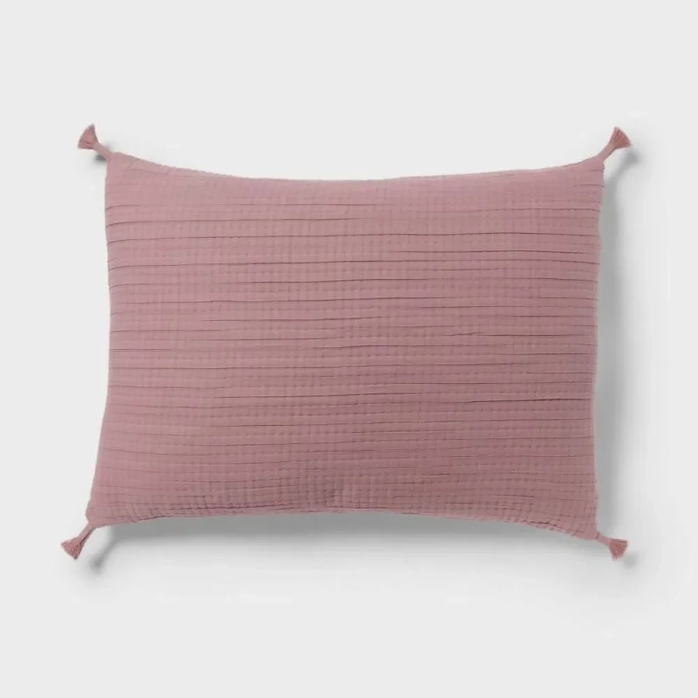 Threshold Mauve Quilted Pillow Sham with Tassels